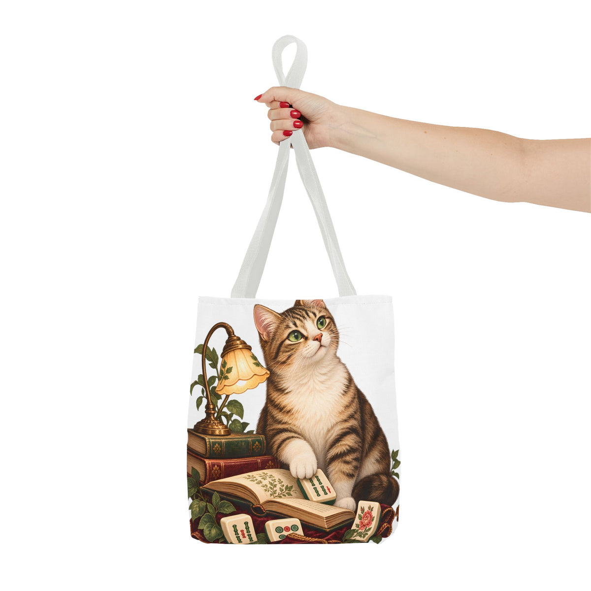 The Mahjong Reading Cat Tote Bag