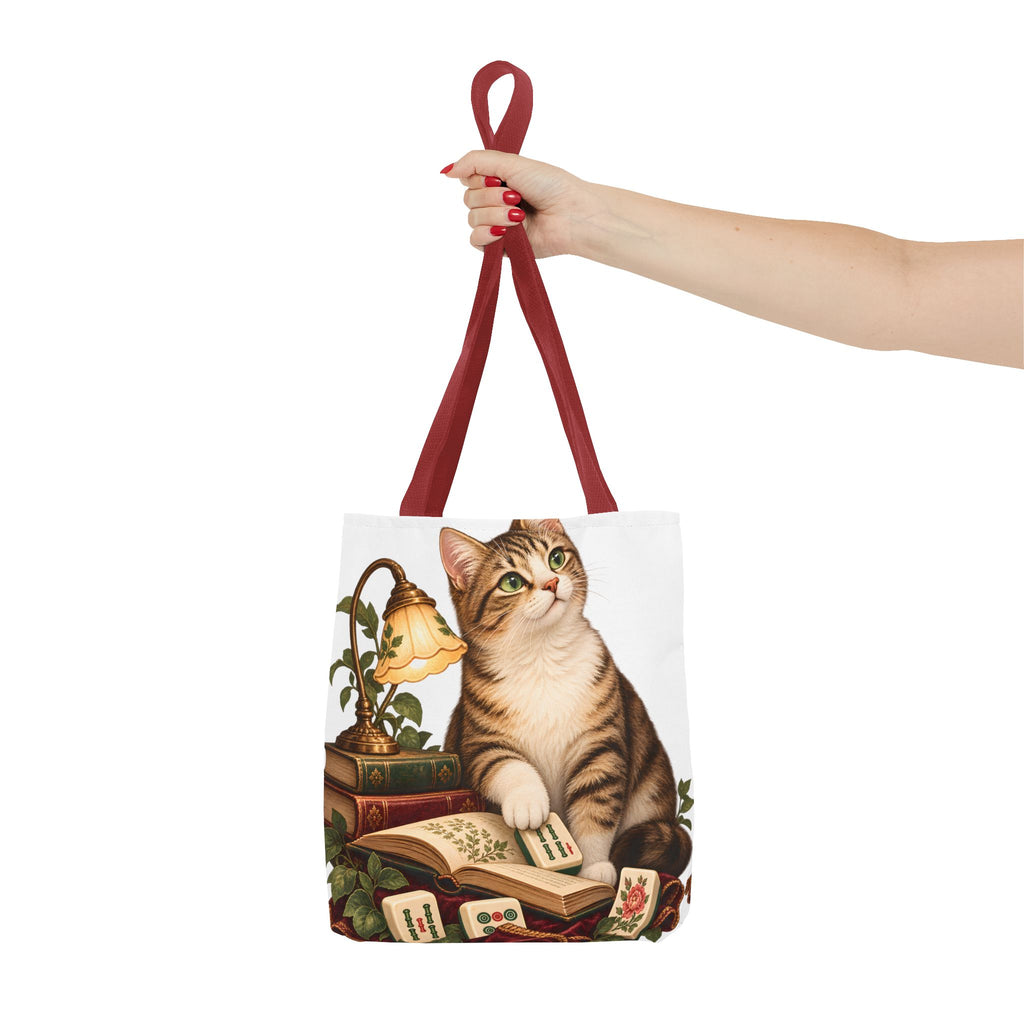 The Mahjong Reading Cat Tote Bag