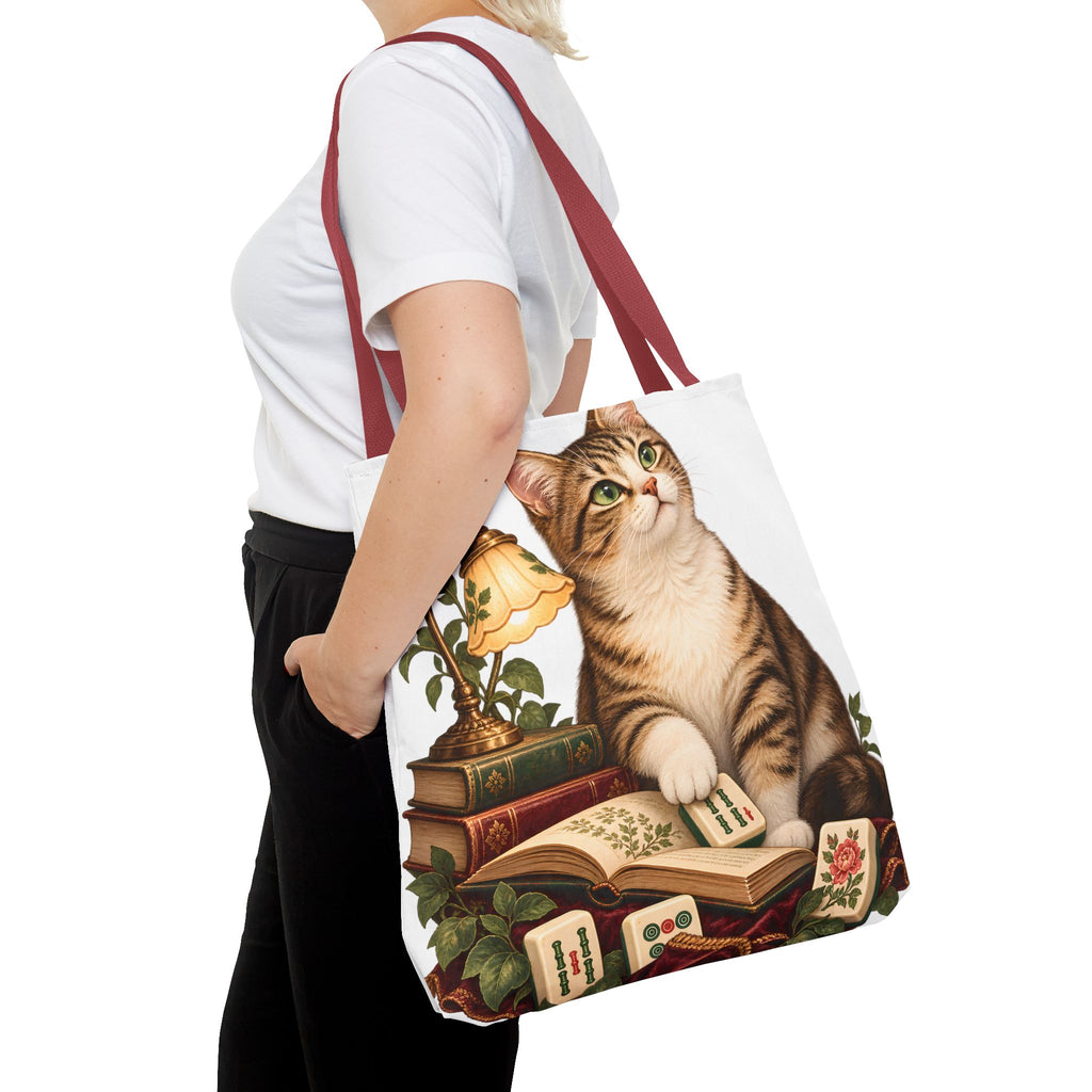 The Mahjong Reading Cat Tote Bag