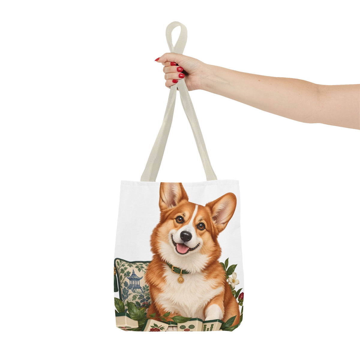 Mahjong Garden Corgi Tote Bag