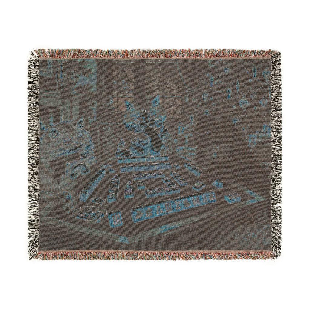 The Christmas Mahjong Cats Woven Blanket