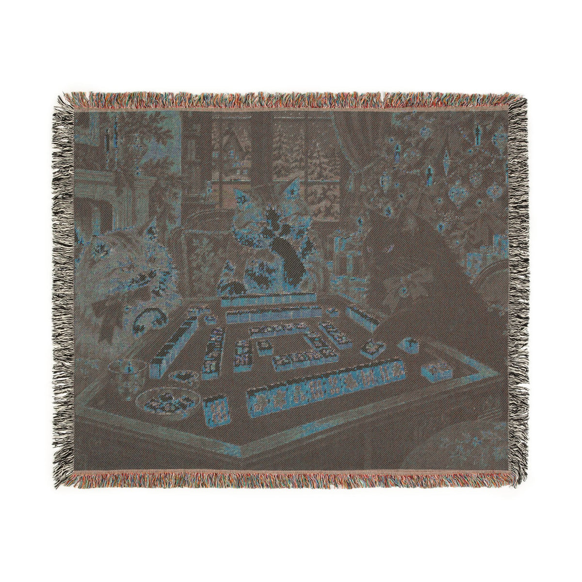 The Christmas Mahjong Cats Woven Blanket