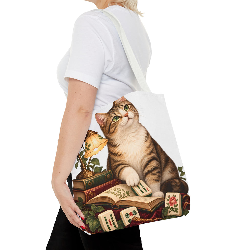 The Mahjong Reading Cat Tote Bag