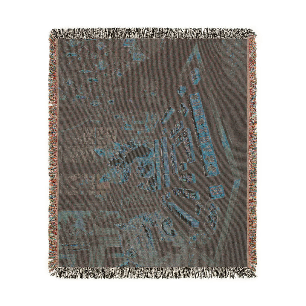 The Christmas Mahjong Cats Woven Blanket
