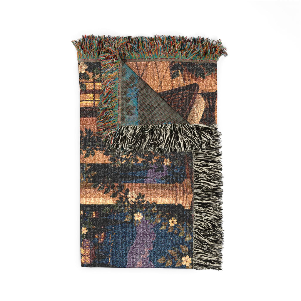The Moonlit Mahjong Terrace Woven Blanket
