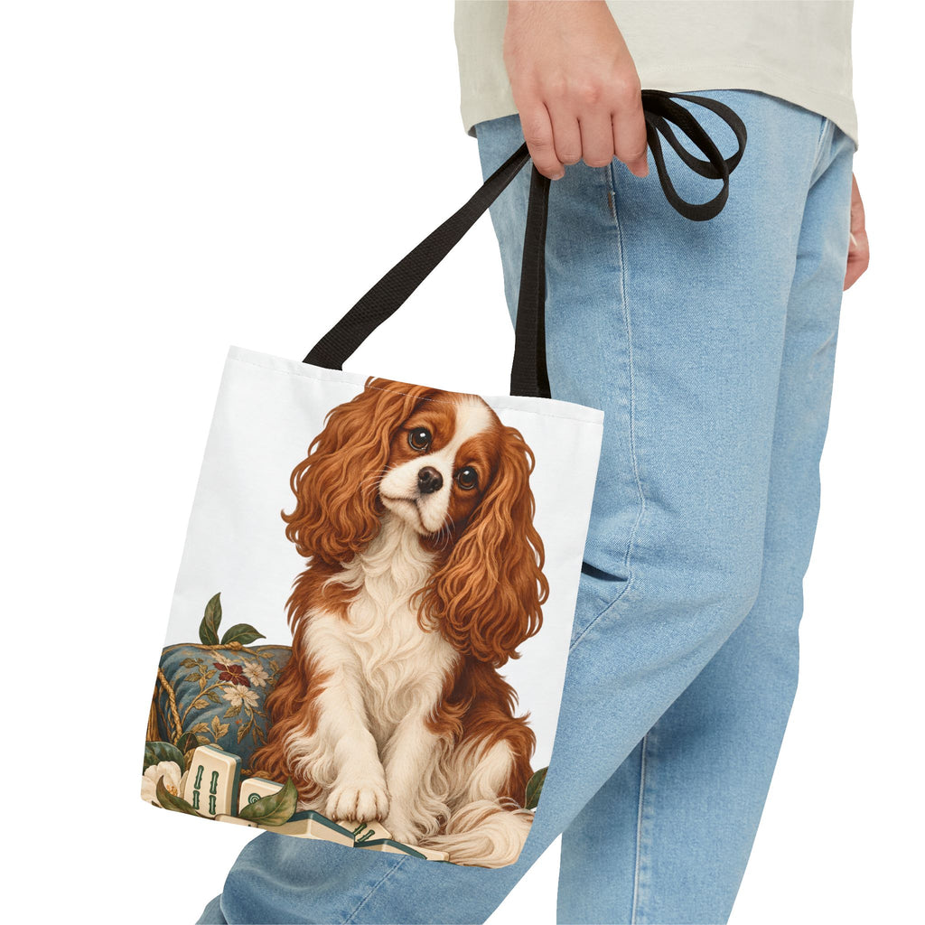 Mahjong Cavalier Dog Tote Bag
