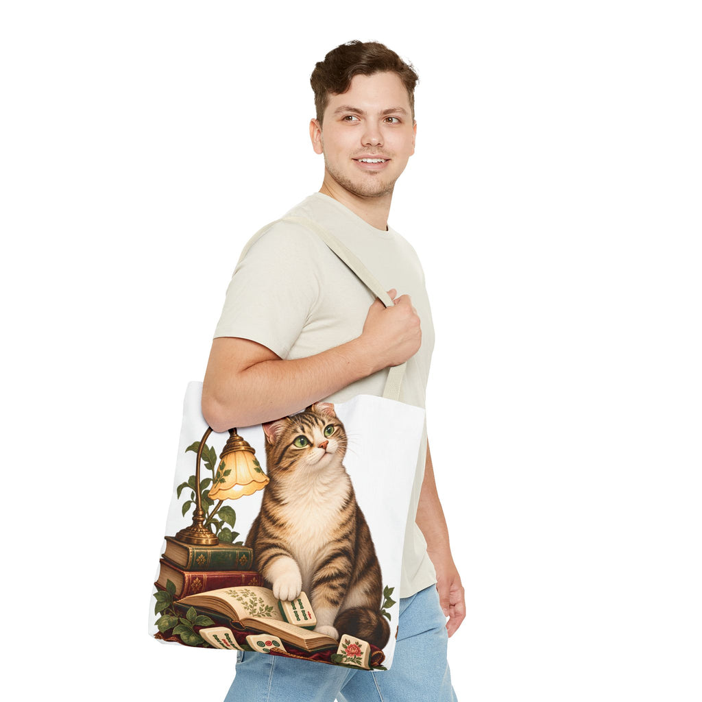 The Mahjong Reading Cat Tote Bag
