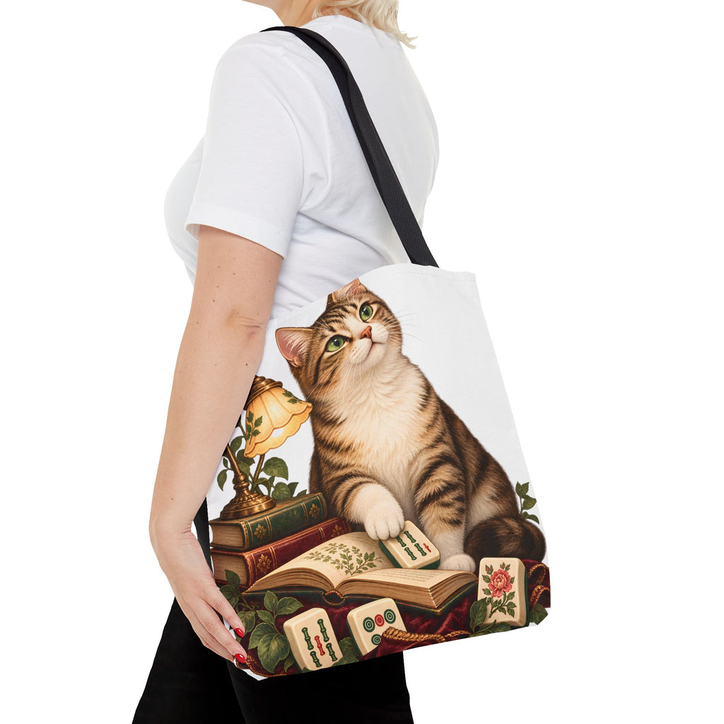 The Mahjong Reading Cat Tote Bag