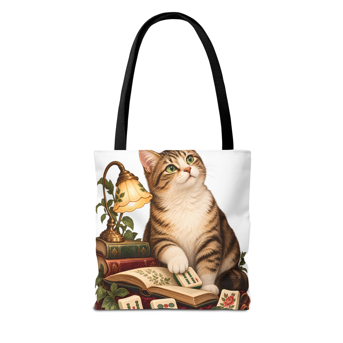 The Mahjong Reading Cat Tote Bag