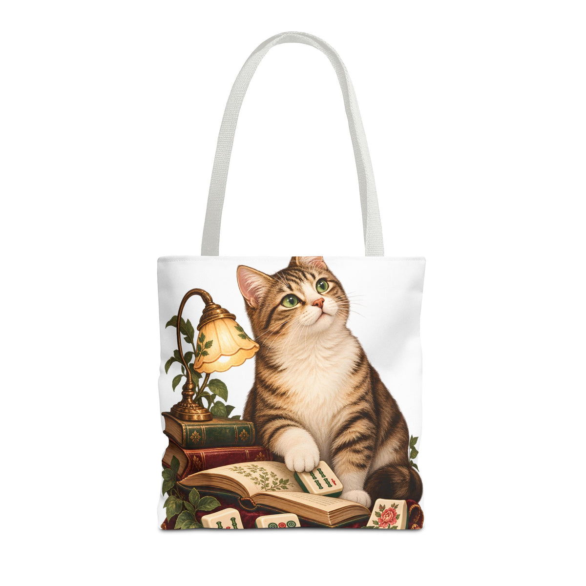 The Mahjong Reading Cat Tote Bag