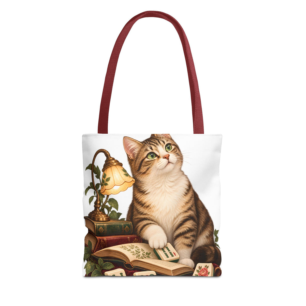 The Mahjong Reading Cat Tote Bag