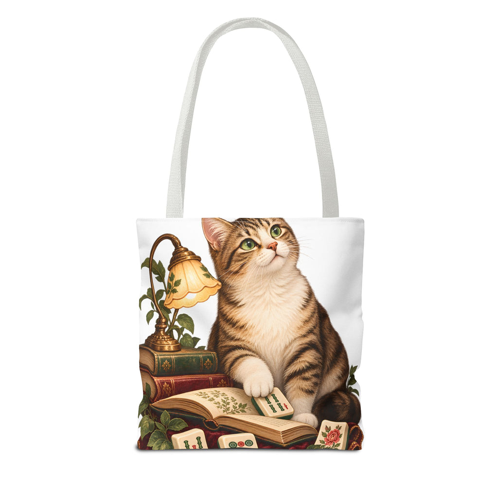 The Mahjong Reading Cat Tote Bag