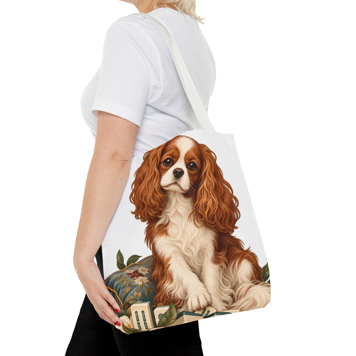 Mahjong Cavalier Dog Tote Bag