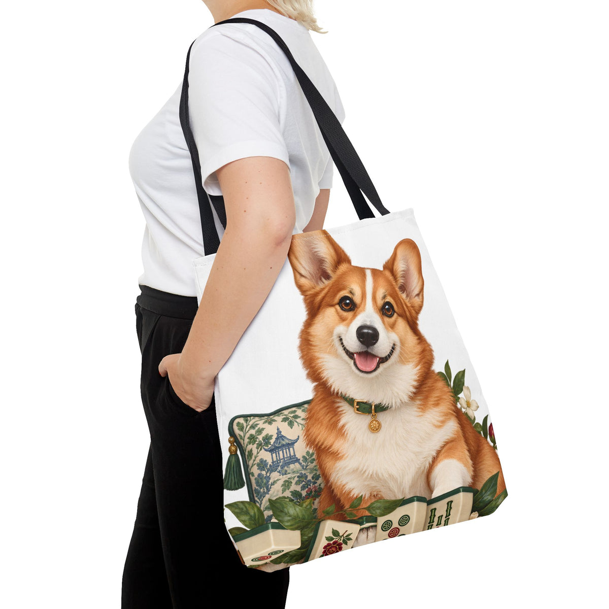 Mahjong Garden Corgi Tote Bag
