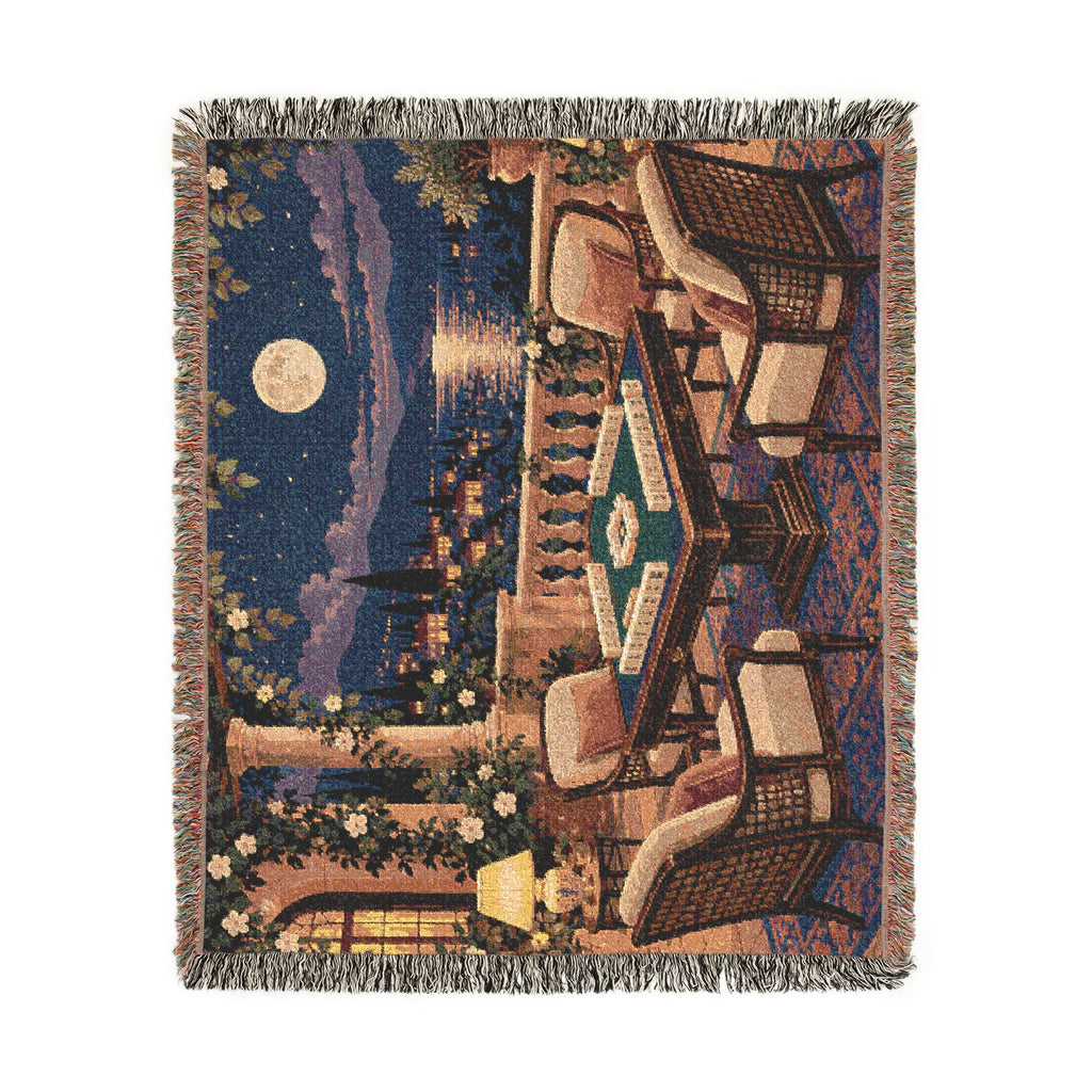 The Moonlit Mahjong Terrace Woven Blanket