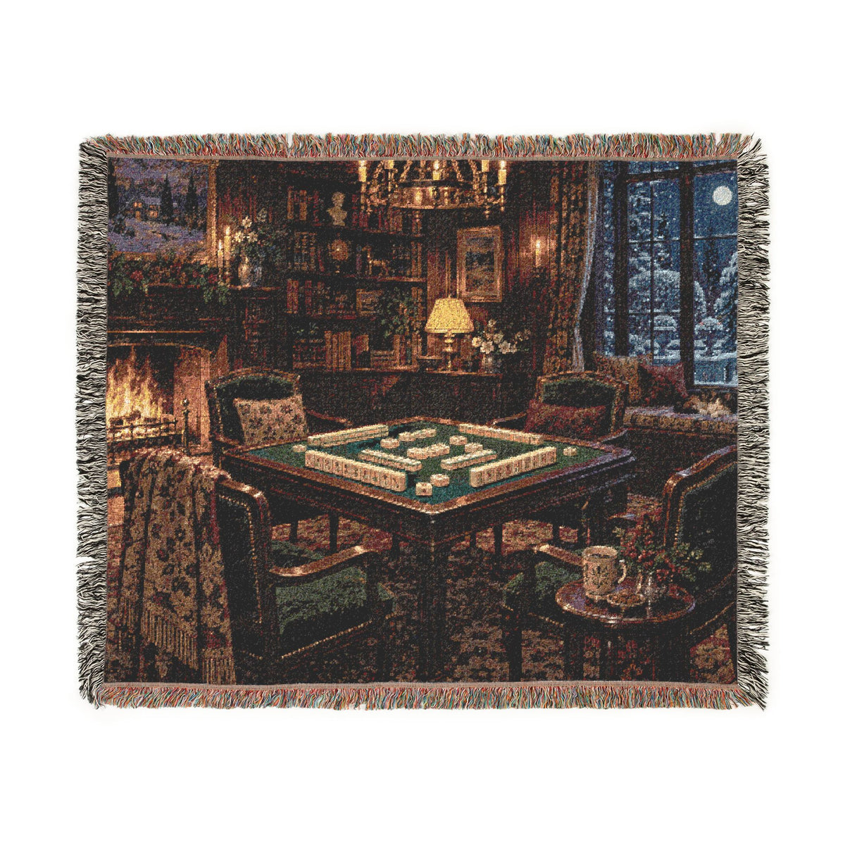 The Winter Game Room Mahjong Woven Blanket